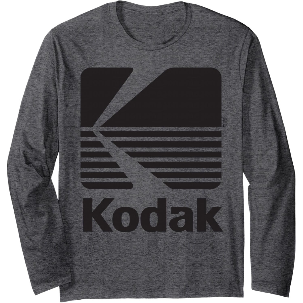 image:image80s Vintage Kodak Logo Black Long Sleeve TShirtDark Heather Grey