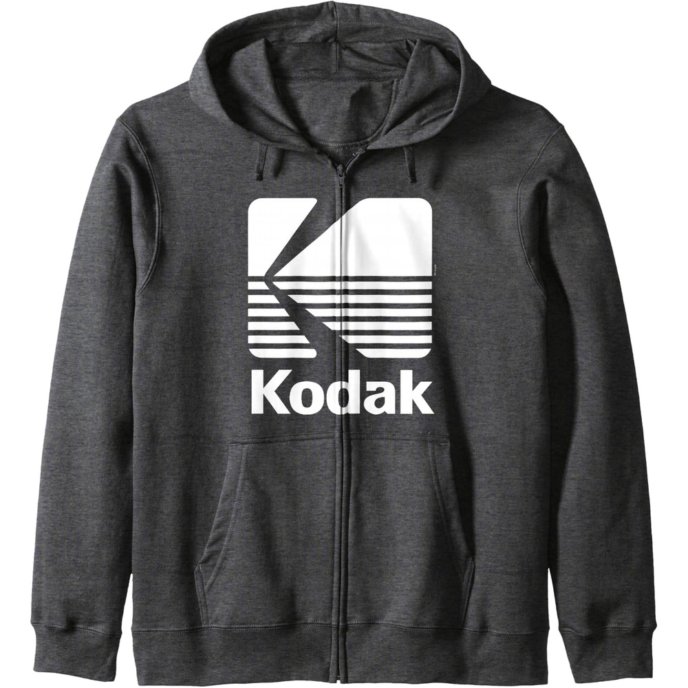 image:image80s Vintage Kodak Logo White Zip HoodieDark Heather Grey