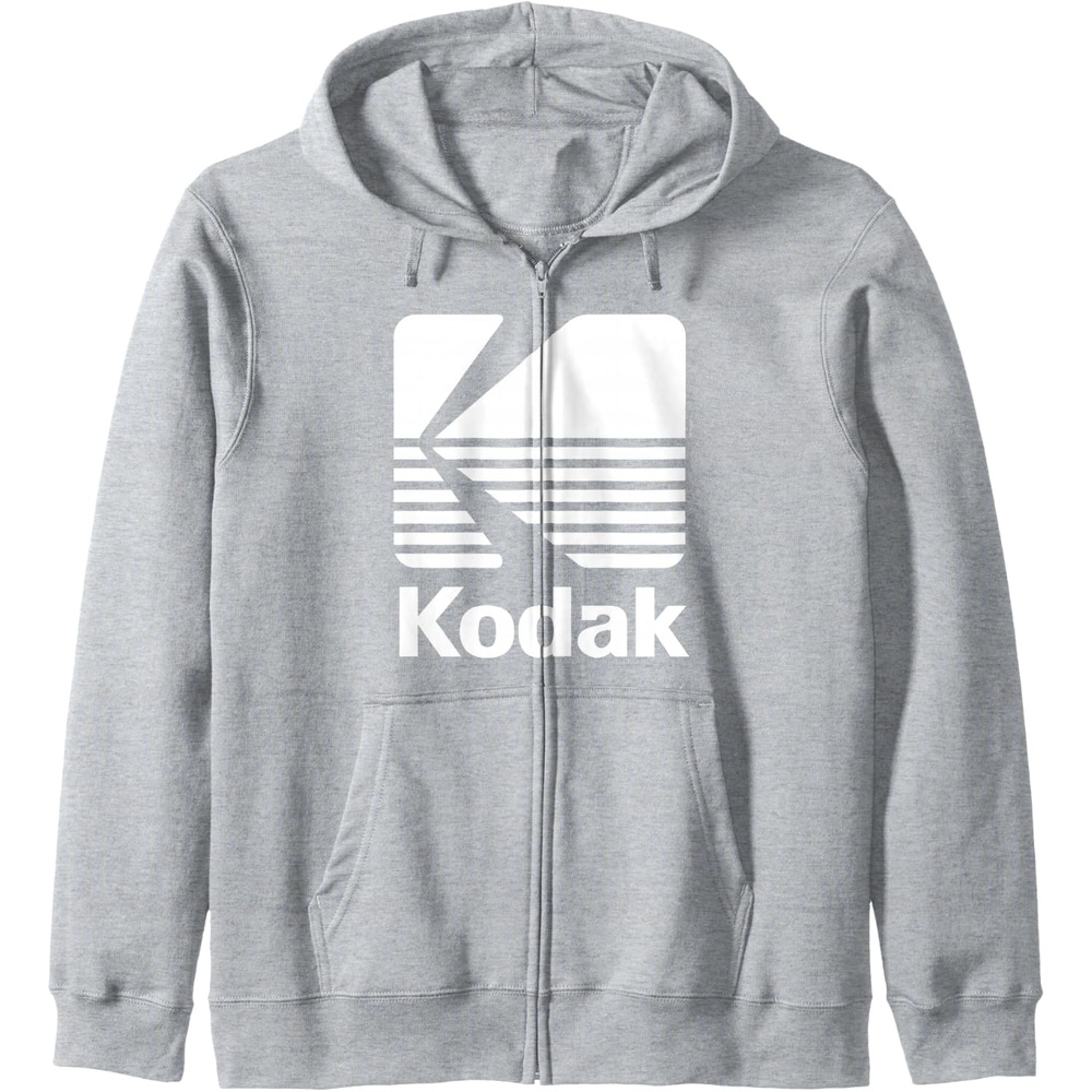image:image80s Vintage Kodak Logo White Zip HoodieHeather Grey