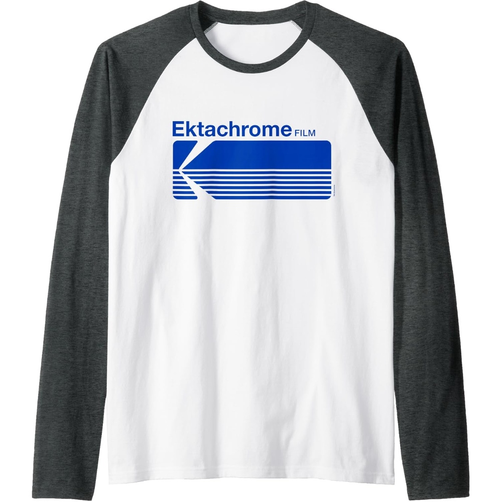 image:imageEktachrome Film Vintage Logo Raglan Baseball TeeDark Heather GreyWhite