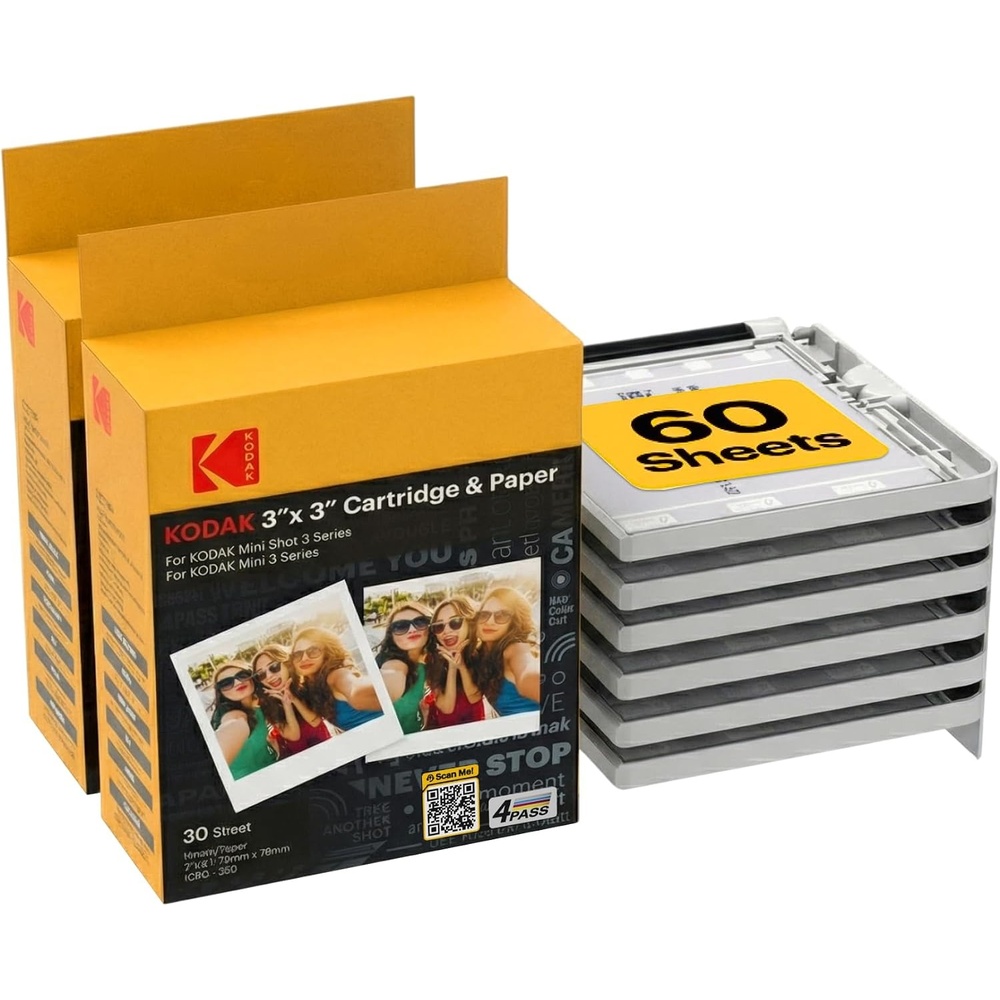 image:imageKODAK 4PASS 3x3 Cartridge Refill 60 Sheets Mini 3 amp Mini Shot 360 Pack