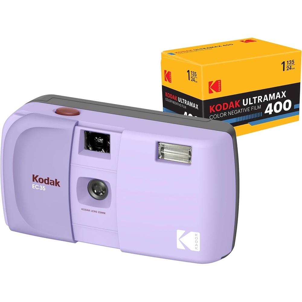 image:imageKODAK EC35 35mm Film Camera 35mm Reusable FocusFree Builtin Flash Slide Cover Beginner Friendly Film amp AA Battery are not Included Single Avocado GreenLavender