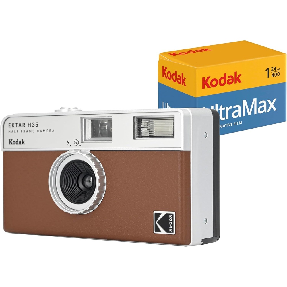 image:imageKodak EKTAR H35 Half Frame Film Camera OffWhite SingleBrown