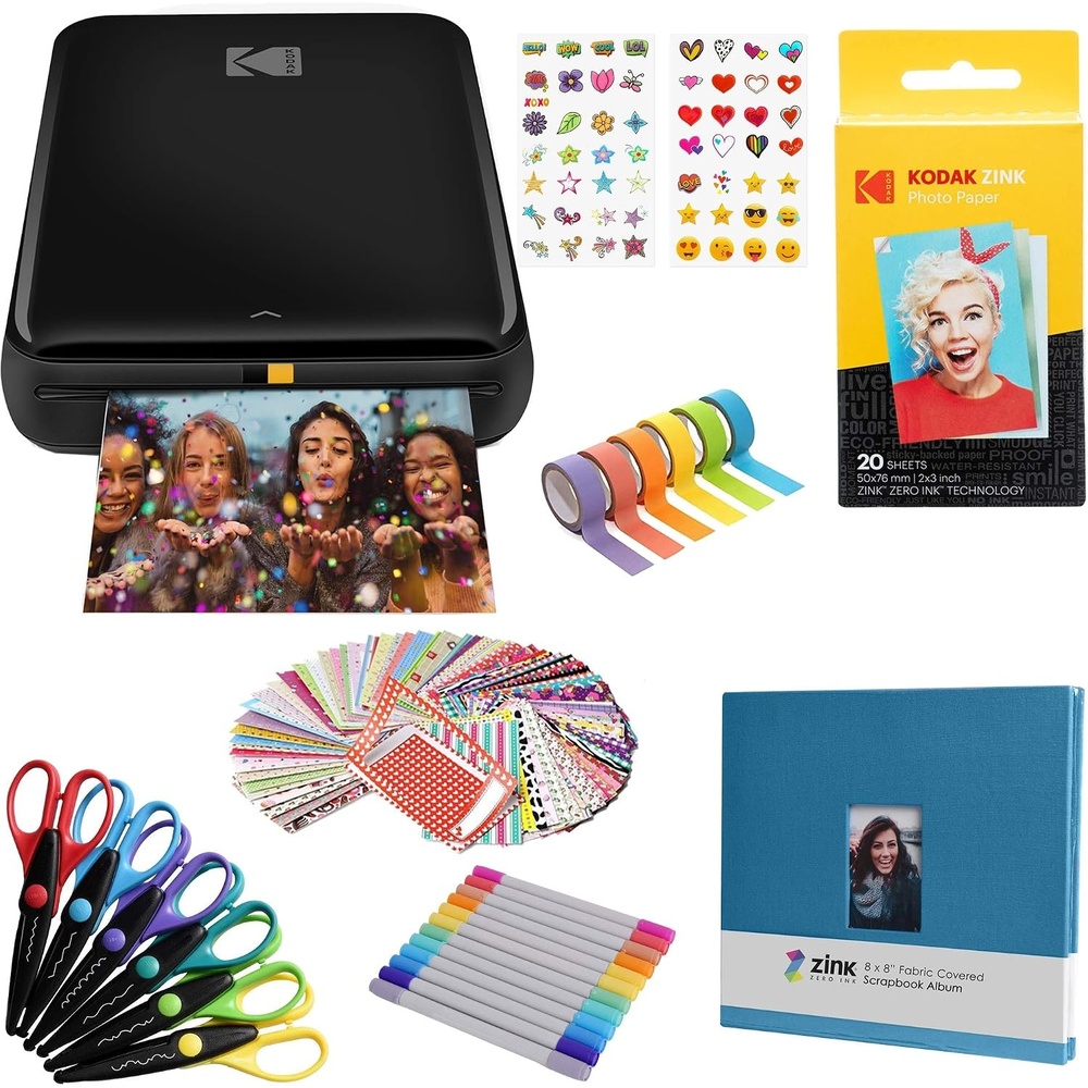 image:imageKodak Step Wireless Photo Printer 2x3 inches Zink Paper Technology amp Kodak App for iOS amp Android Blue Scrapbook BundleBlack