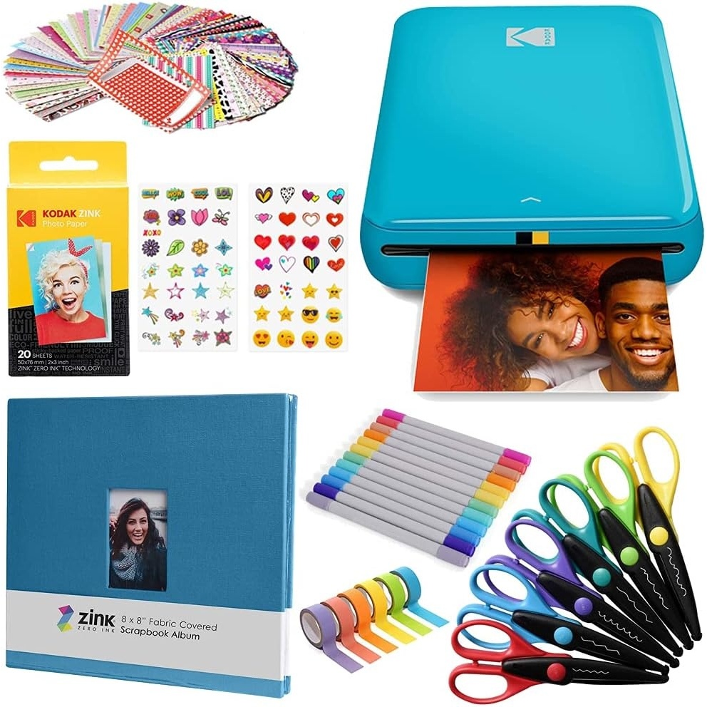 image:imageKodak Step Wireless Photo Printer 2x3 inches Zink Paper Technology amp Kodak App for iOS amp Android Blue Scrapbook BundleBlue
