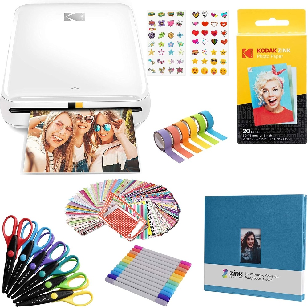 image:imageKodak Step Wireless Photo Printer 2x3 inches Zink Paper Technology amp Kodak App for iOS amp Android Blue Scrapbook BundleWhite