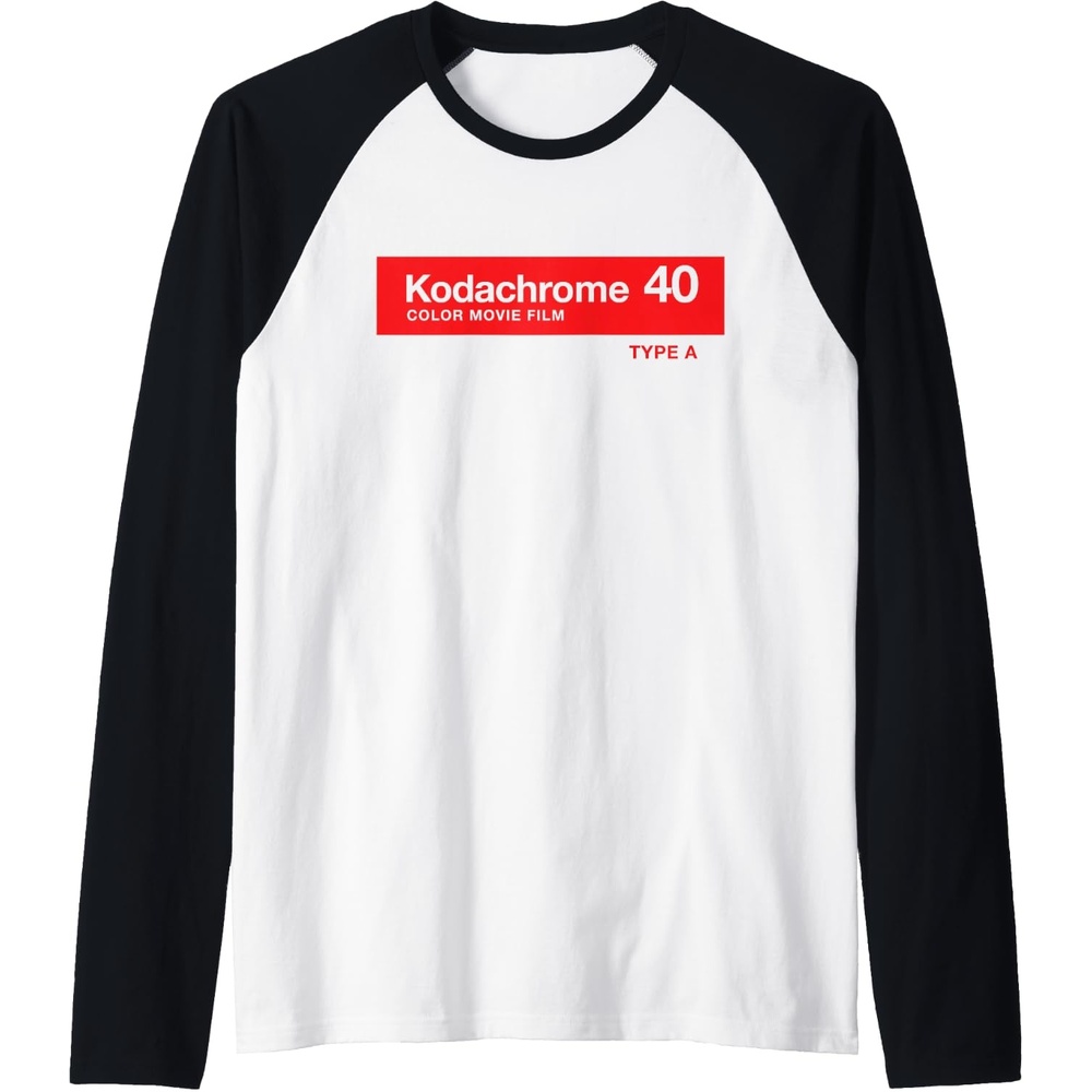 image:imageMens Kodak Kodachrome 40 Raglan Baseball TeeBlackWhite