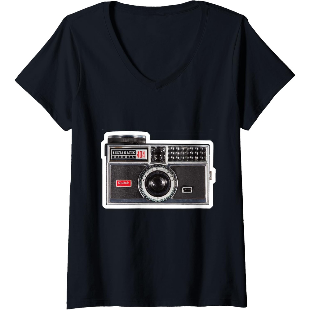 image:imageWomens KODAK INSTAMATIC Camera Design VNeck TShirtBlack