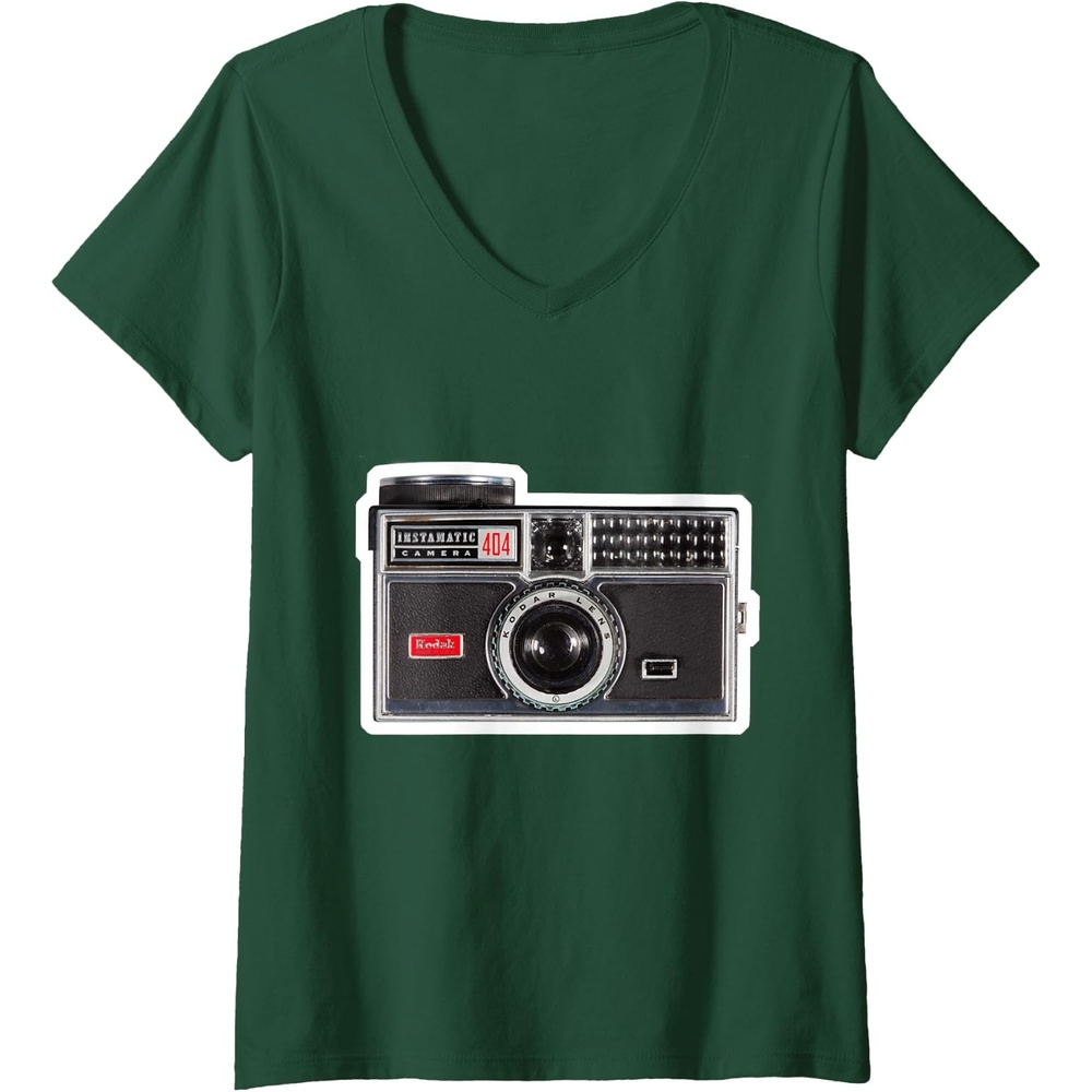 image:imageWomens KODAK INSTAMATIC Camera Design VNeck TShirtDark Green