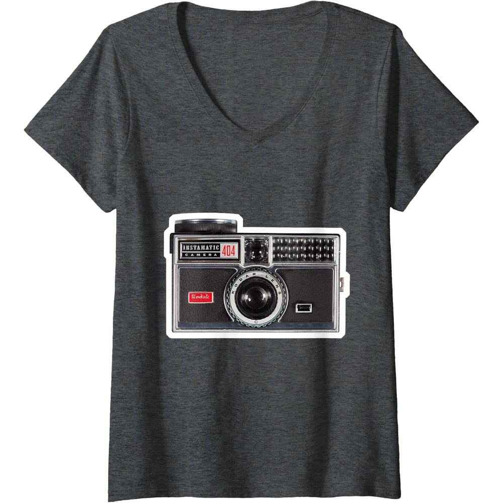 image:imageWomens KODAK INSTAMATIC Camera Design VNeck TShirtDark Heather Grey
