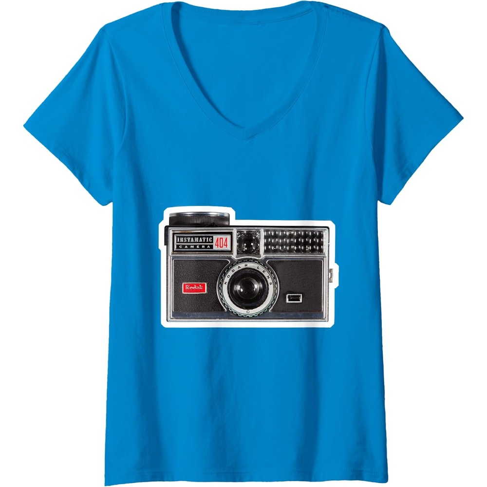 image:imageWomens KODAK INSTAMATIC Camera Design VNeck TShirtSapphire Blue