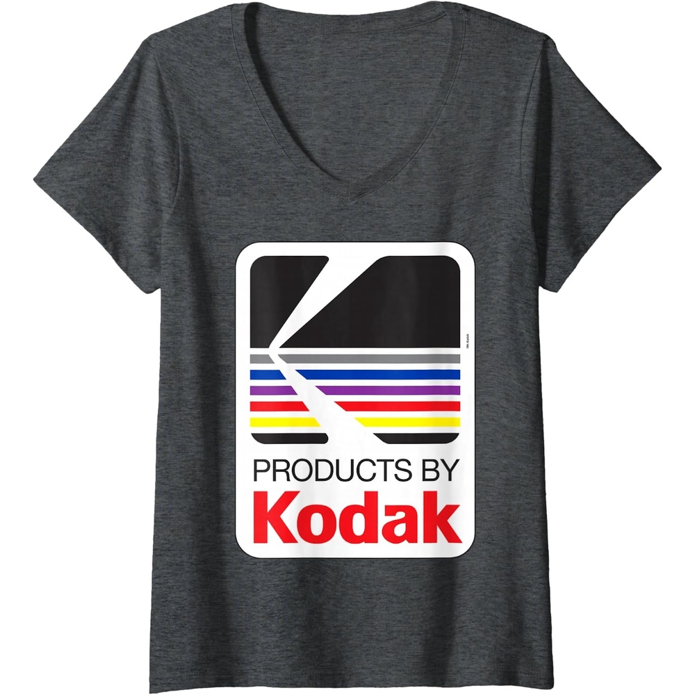 image:imageWomens Products By Kodak Vintage Logo VNeck TShirtDark Heather Grey