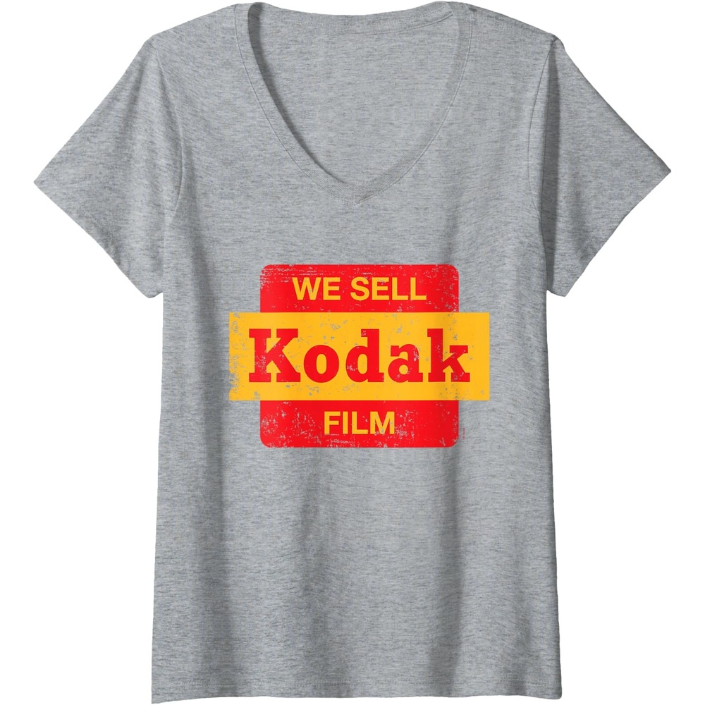 image:imageWomens Vintage We Sell Kodak Film Retail sign design VNeck TShirtHeather Grey