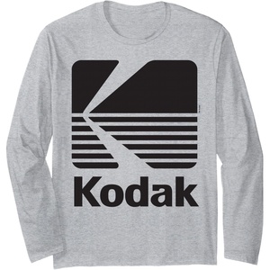 80’s Vintage Kodak Logo – Black Long Sleeve T-Shirt(Heather Grey)