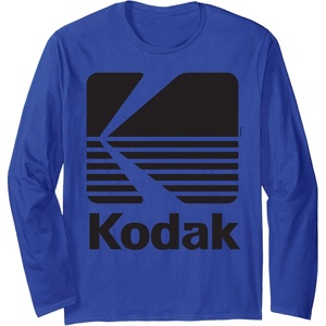 80’s Vintage Kodak Logo – Black Long Sleeve T-Shirt(Royal Blue)