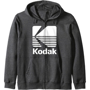 80’s Vintage Kodak Logo – White Zip Hoodie(Dark Heather Grey)