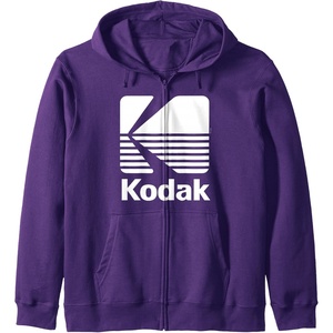 80’s Vintage Kodak Logo – White Zip Hoodie(Purple)