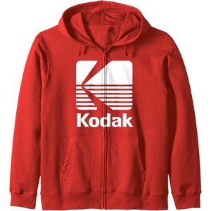 80’s Vintage Kodak Logo – White Zip Hoodie(Red)