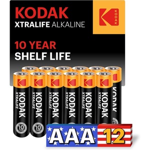 KODAK AAA Alkaline Batteries (60 Pack) Triple A Battery, LR03, 1.5V(12 x AAA Batteries)
