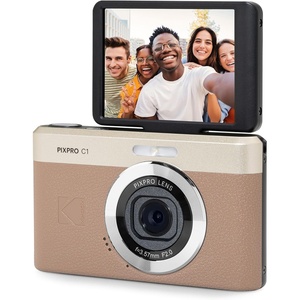 KODAK PIXPRO C1 13MP Compact Digital Camera, 26mm Fixed Lens, Black(Brown)