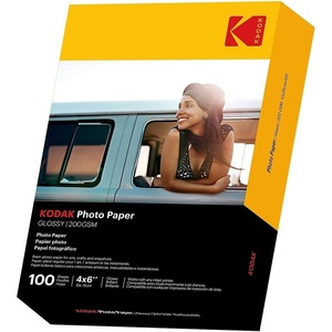 KODAK Photo Paper Gloss 4 X 6, 100 count, 52lb-200 g/m 2-8.5MIL (41180-1743327) **THIS PRODUCT IS NOT COMPATIBLE WITH THE KODAK DOCK PRINTER**”(White)