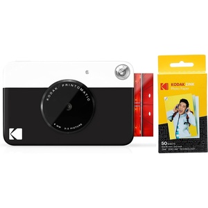 Kodak Printomatic Digital Instant Print Camera (Neon Green) with Kodak 2ʺx3ʺ Premium ZINK Photo Paper (50 Sheets)(Black)