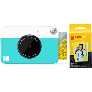 Kodak Printomatic Digital Instant Print Camera (Neon Green) with Kodak 2ʺx3ʺ Premium ZINK Photo Paper (50 Sheets)(Blue)