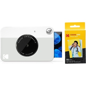 Kodak Printomatic Digital Instant Print Camera (Neon Green) with Kodak 2ʺx3ʺ Premium ZINK Photo Paper (50 Sheets)(Grey)