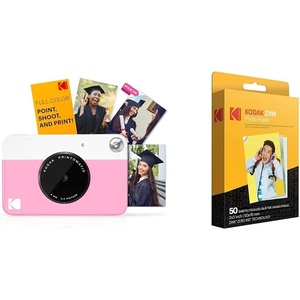 Kodak Printomatic Digital Instant Print Camera (Neon Green) with Kodak 2ʺx3ʺ Premium ZINK Photo Paper (50 Sheets)(Pink)