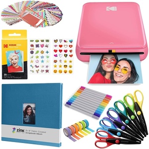 Kodak Step Wireless Photo Printer 2×3 inches Zink Paper Technology & Kodak App for iOS & Android (Blue) Scrapbook Bundle(Pink)